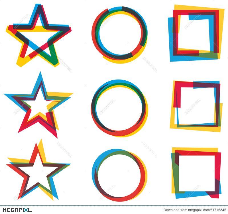 Circle of Stars Blue Yellow Square Logo - Star Circle Square Logo Set Illustration 31716845 - Megapixl