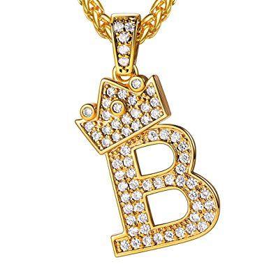 Letter B with Crown Logo - U7 Ice Out Majuscule/Capital Letter B with Crown Pendant & Resizable ...
