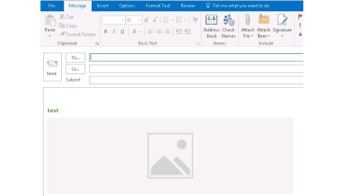 Outlook 2016 Logo - Outlook 2016 - Image/logo showing grayed out box : EmaiI Signature ...