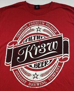 Red KR3W Logo - KR3W Men's Large Red SS T Shirt Filthy Beer And KREW Graphics EUC