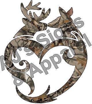 Camo Deer Logo - Amazon.com: AJ's Signs & Apparel Browning Buck Doe Heart Camo Decal ...