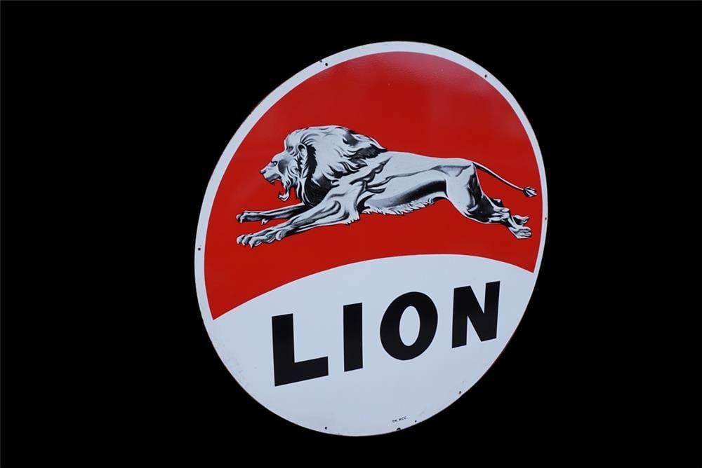 Lion Oil Logo - Very Desirable 1950s Lion Oil Company Double Sided Porcelain