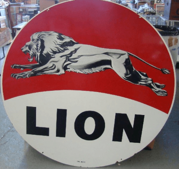 Lion Oil Logo - Lion Oil Company Porcelain Sign. Antique Porcelain Signs