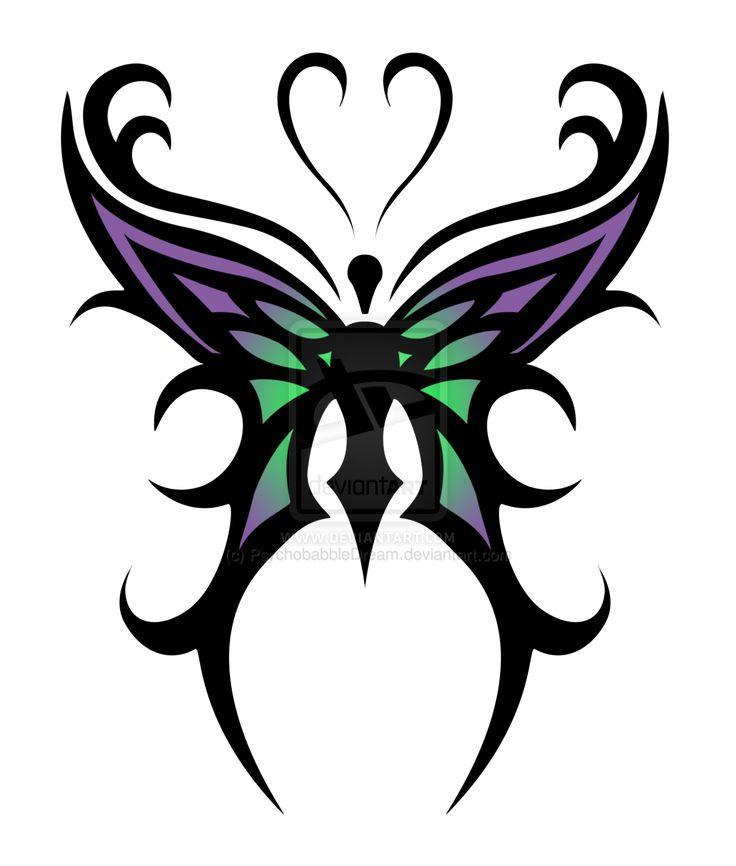 Purple and Green Cool Logo - Butterfly Tattoo Designs › Cool Purple Green Tribal Butterfly Tattoo ...