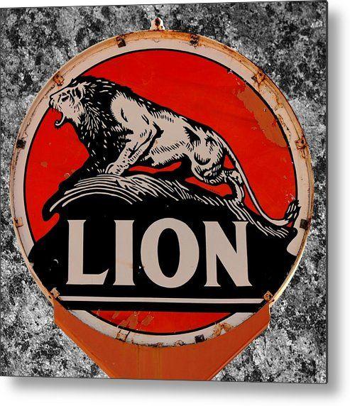 Lion Oil Logo - Vintage Lion Oil Sign Metal Print