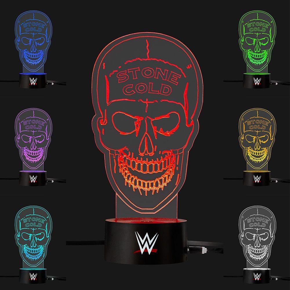 Red Stone Head Logo - Stone Cold Steve Austin 7 Color Changing 3D Desk Light - WWE US