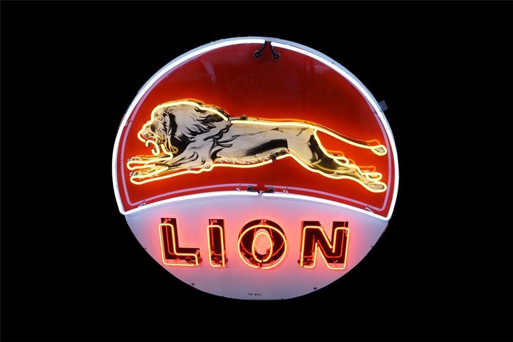 Lion Oil Logo - Stunning Lion Oil single-sided porcelain with neon service st