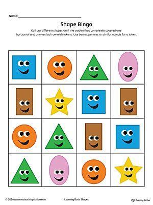 Circle of Stars Blue Yellow Square Logo - Geometric Shape Bingo Printable Card: Square, Circle, Triangle ...