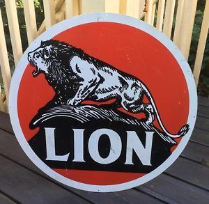 Lion Oil Logo - 1 2 Large Lion Oil & Gas Gasoline Metal Service Station