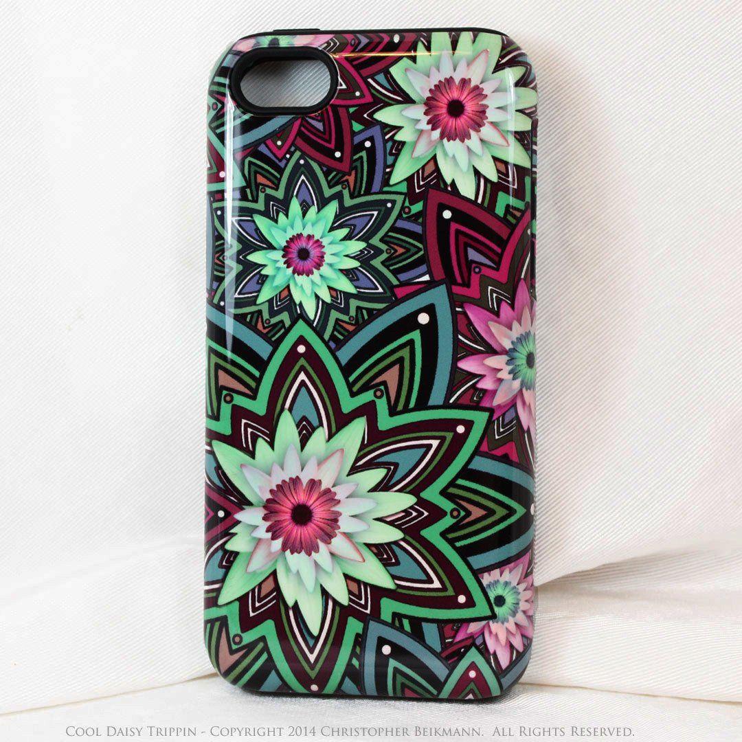 Purple and Green Cool Logo - Green and purple floral iPhone 5s SE TOUGH Case Daisy Trippin