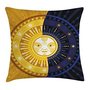 Circle of Stars Blue Yellow Square Logo - Amazon.com: Mandala Decor Throw Pillow Cushion Cover by Ambesonne ...