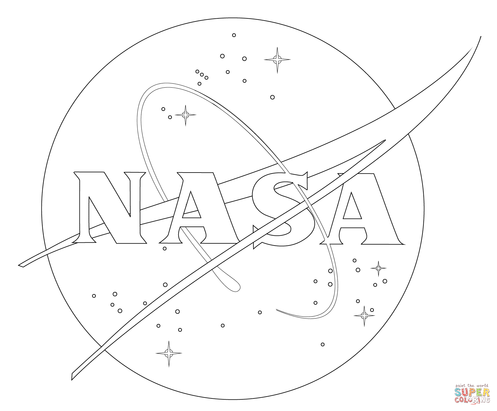 Printable Black and White Logo - NASA Logo coloring page | Free Printable Coloring Pages
