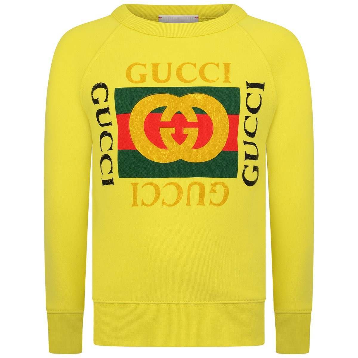 Yellow U Logo - GUCCI Yellow Logo Print Sweater