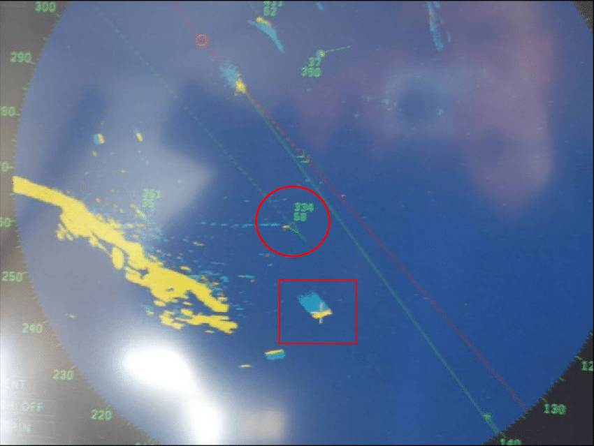 Circle of Stars Blue Yellow Square Logo - Photo of NLV Pole Star's radar with AIS overlay: Note the yellow