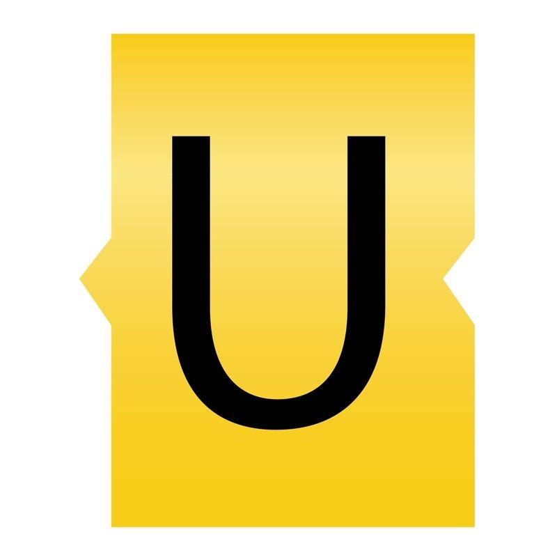 Yellow U Logo - Letter U Black On Yellow Clip-On Cable Markers 1.00-1.40mm - Cablecraft