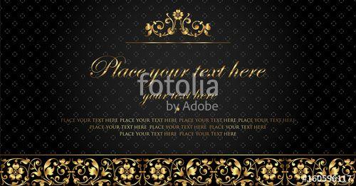 Luxury Black and Gold Logo - Invitation card design black and gold vintage style Stock
