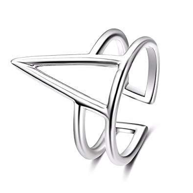 2 Silver Triangle Logo - TARDOO 925 Sterling Silver Adjustable Rings Hollow Triangle Fashion ...