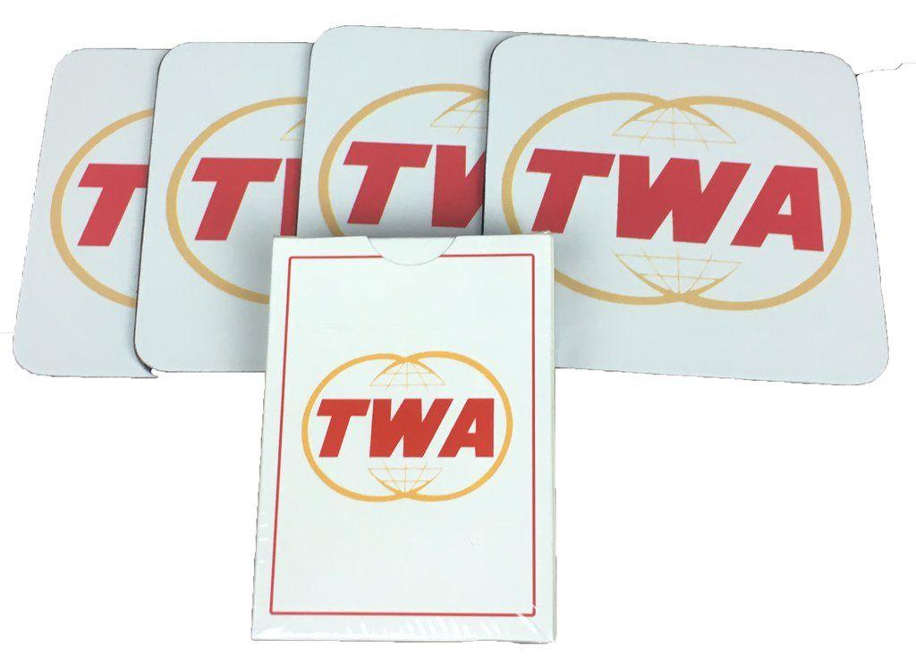 TWA Globe Logo - TWA Globe 4 Coasters and 1 Deck of Playing Cards Set – Airline ...