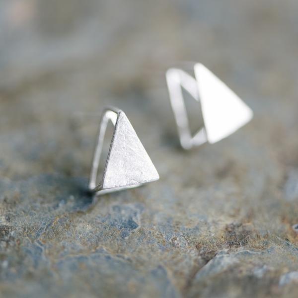 2 Silver Triangle Logo - 3-D Silver Triangle Earrings – 2 Vagabonds Imports