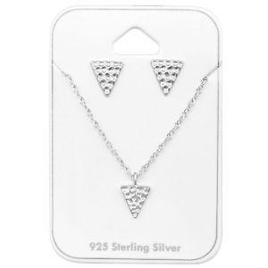 2 Silver Triangle Logo - 925 Sterling Silver Triangle Pendant Necklace & Stud Earrings Gift ...