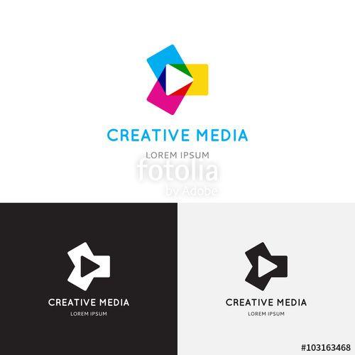 Mutimedia Logo - Creative colored media logo. Vector template of play logo, media ...