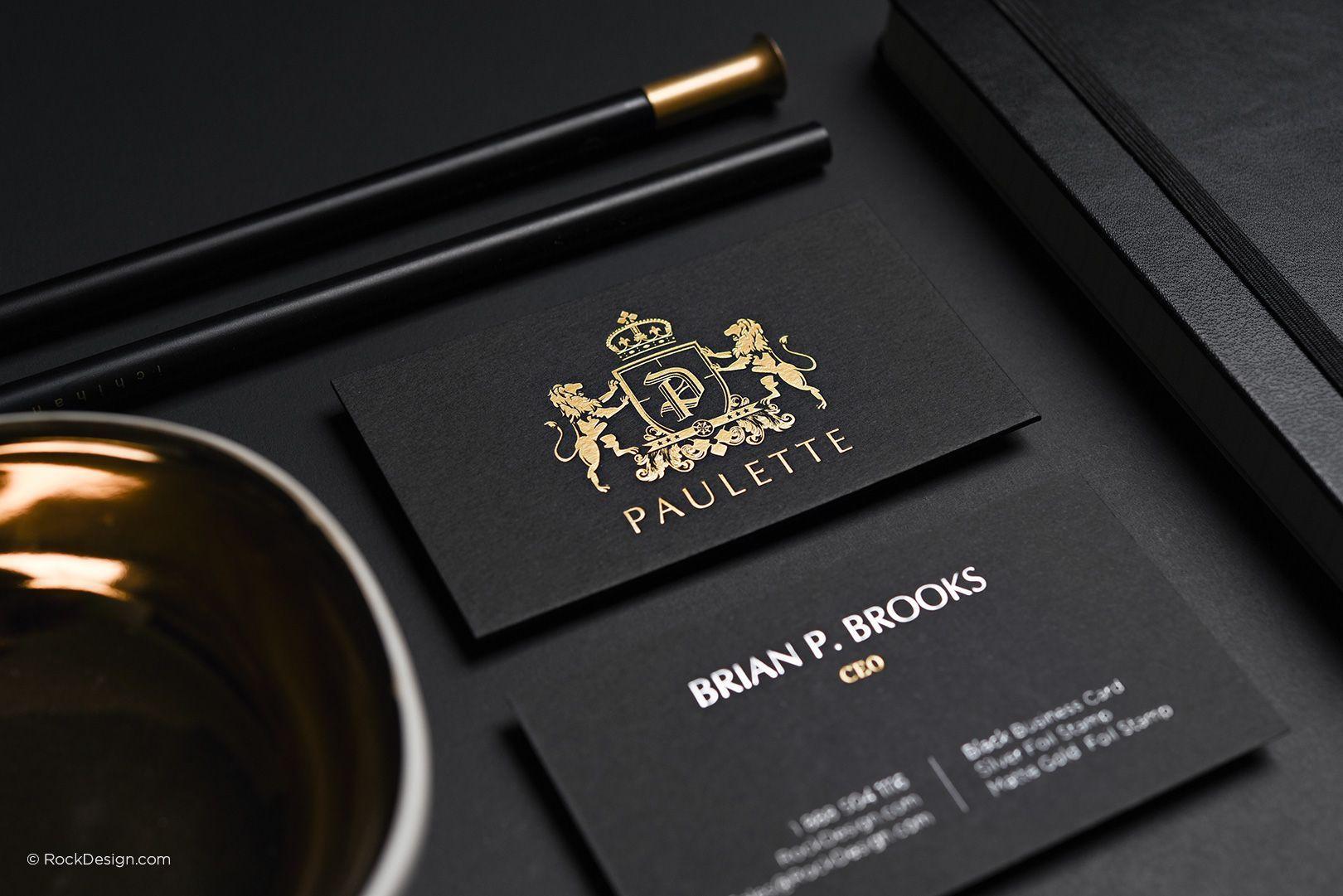 Luxury Black and Gold Logo - Black business card matte gold stamping elegant classy template