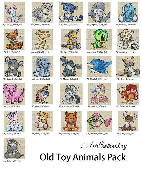 Old Toy Machine Logo - Animals Alphabet Pack a series Old Toy Embroidery Design