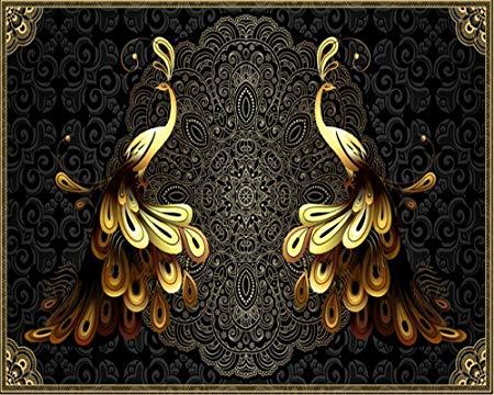 Luxury Black and Gold Logo - Lqwx European Luxury Beautiful Home Wallpaper Black Gold Peacock ...