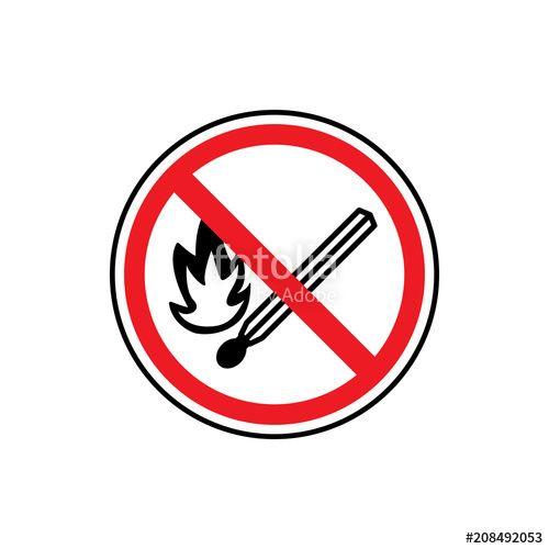 Fire Red and White Circle Logo - Red and black round fire ban sign symbol isolated on white. No open ...