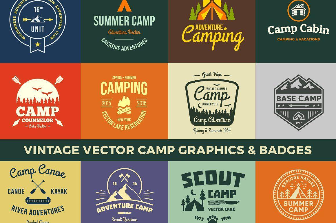 Camp Logo - Vintage Vector Camp Graphics ~ Graphic Objects ~ Creative Market