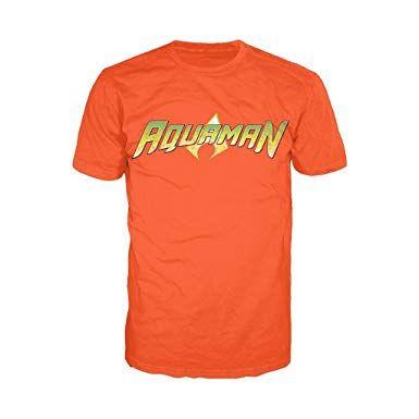 Orange DC Comics Logo - DC Comics Men's Aquaman Distressed Logo T-Shirt Orange: Amazon.co.uk ...