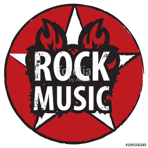 Fire Red and White Circle Logo - Vector banner or icon with the inscription Rock music in the fire on ...