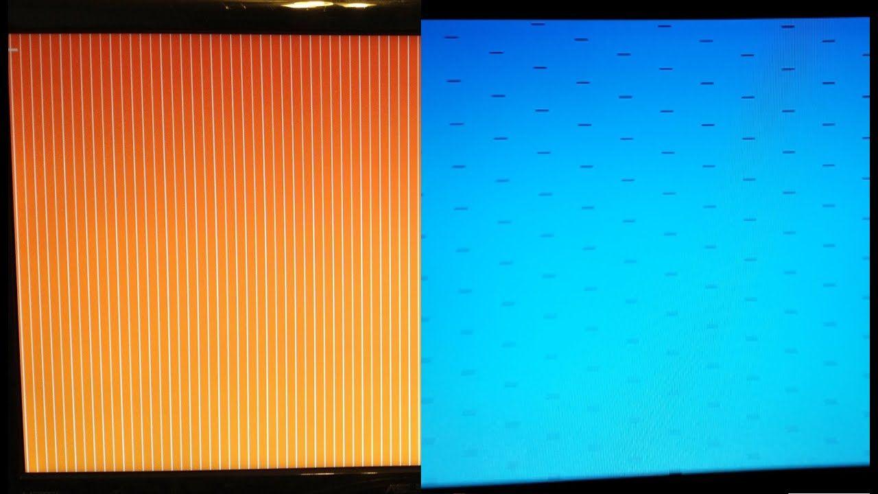 White with Blue Lines Logo - How to fix orange screen with vertical white stripes and blue screen