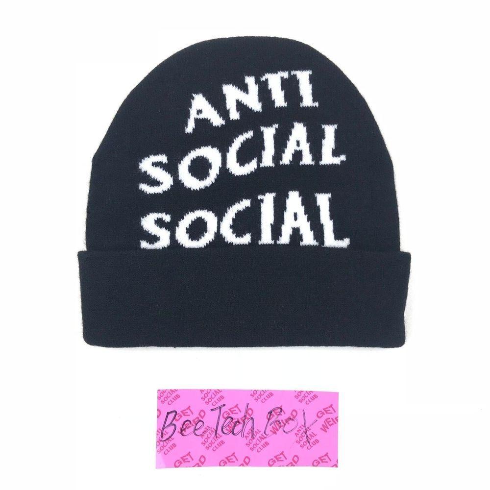 Assc Logo - Anti Social Social Club ASSC Logo Jaccardo Black Beanie Cap Hat | eBay
