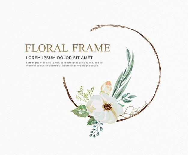 Vine Flower Logo - Floral frame watercolor vine flower and leave for wedding invites