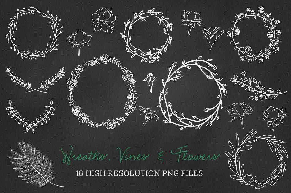 Vine Flower Logo - PNG wreaths, vines & flowers Illustrations Creative Market