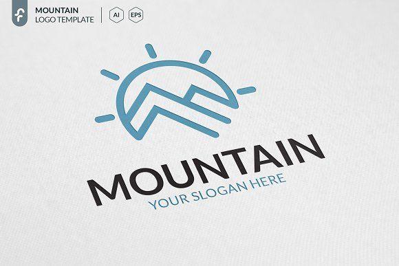 Mountain with Sun Logo - Mountain Sun Logo Logo Templates Creative Market