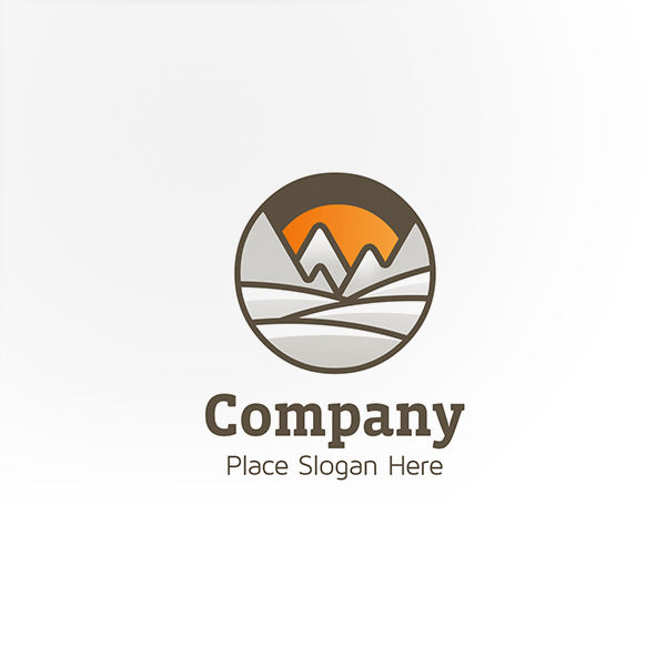 Mountain with Sun Logo - nature, forest, mountain, sun, logo. Portfolio LOGOS