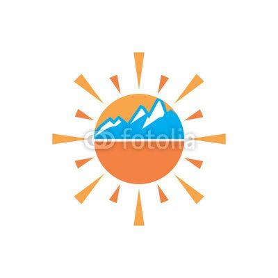 Mountain with Sun Logo - Mountain Sun Logo Icon Design. Buy Photo