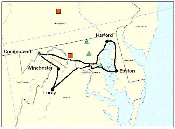 Airplane Red and Green Triangle Logo - 3: Aircraft flight pattern on July 8. AERONET sites are shown as ...