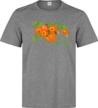 Vine Flower Logo - Trumpet vine flowers logo colorful Men's T shirt: Amazon.co.uk: Clothing