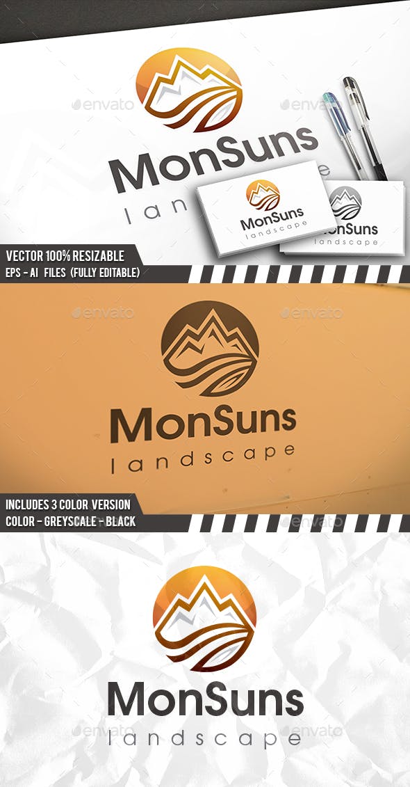 Mountain with Sun Logo - Mountain Sun Logo by BossTwinsArt | GraphicRiver
