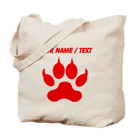 Red Wolf Paw Logo - Custom Red Wolf Paw Print Tote Bag