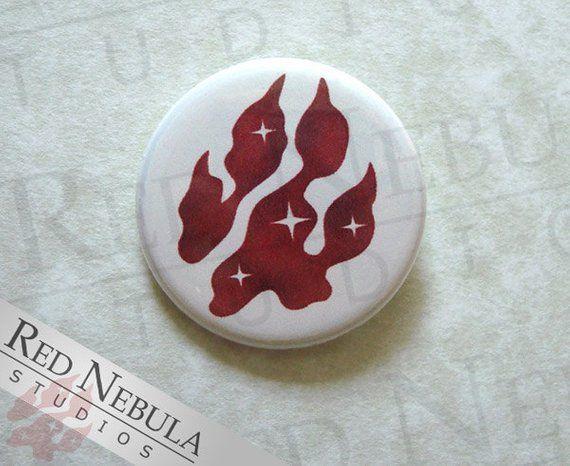 Red Wolf Paw Logo - Red Wolf Footprint Button Magnet or Keychain Dog Print Pin