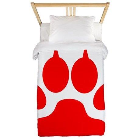 Red Wolf Paw Logo - Red Wolf Paw Print Twin Duvet