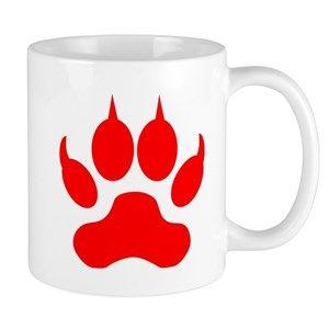 Red Wolf Paw Logo - Wolf Paw Print Mugs