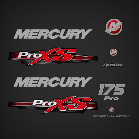 Pro XS Logo - 2012-2017 Mercury 175 hp Optimax Pro XS decal set