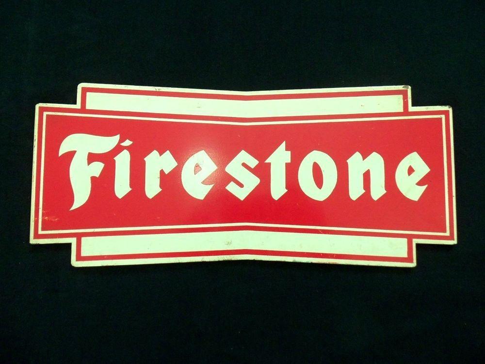 Vintage Firestone Logo - Vintage Firestone Tire Sign Old Gas Station Original Bowtie Heavy ...