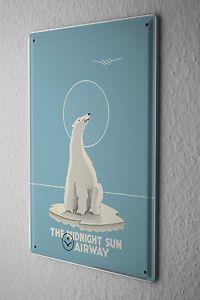 Airline Polar Bear Logo - Tin Sign Airplane Airport airline Polar Bear Wall Vintage Decoration ...