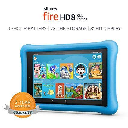 8 Blue Rectangles Logo - All New Fire HD 8 Kids Edition. Up To 10 Hours